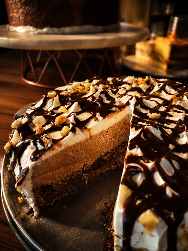 Chocolade-walnoot-sinaasappeltaart